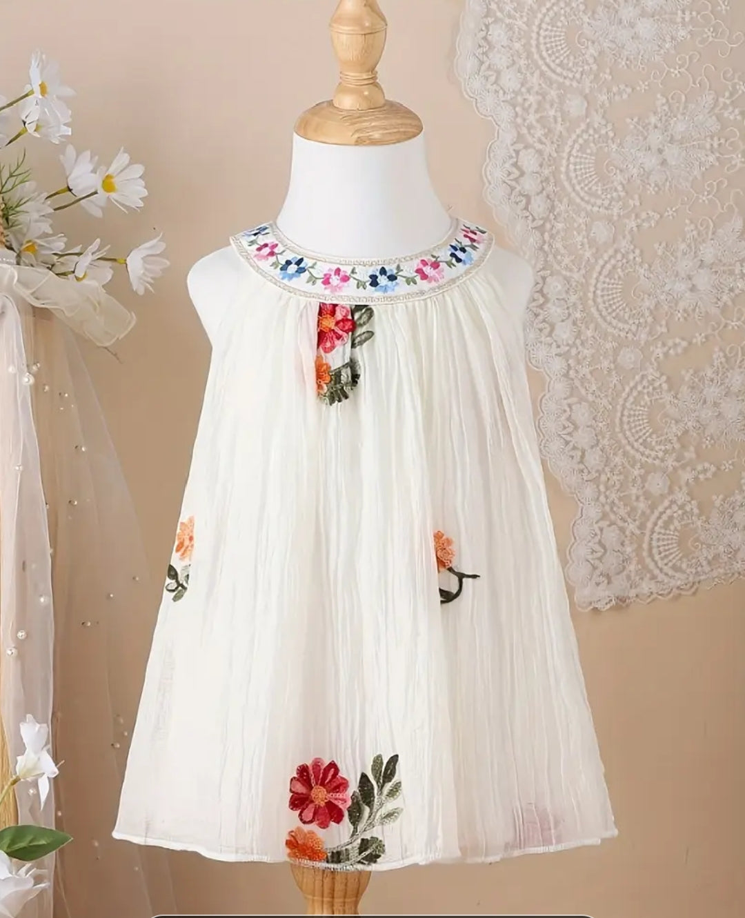 Floral Hand Embroidery Princess Dress
