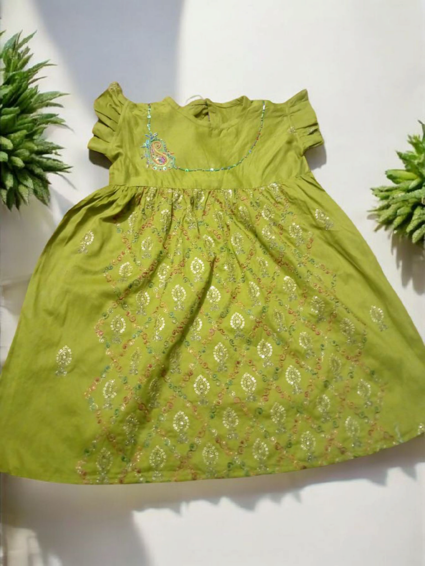 Twirl Frock: Peti Embroidery & Ghera Print- 2PCs