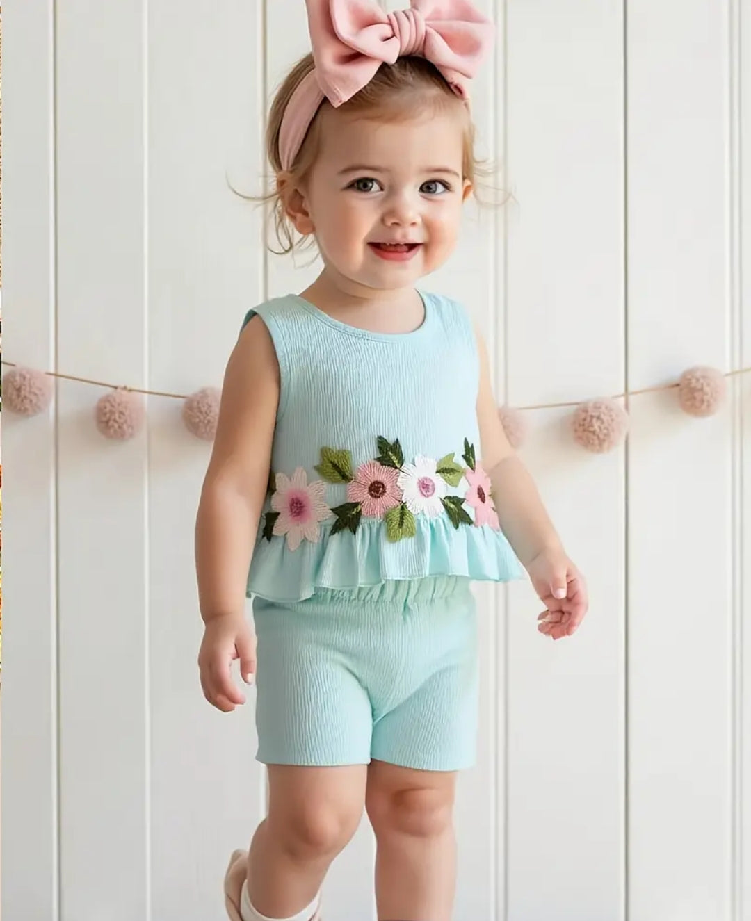 Summer Sleeveless Top with Ruffle Shorts