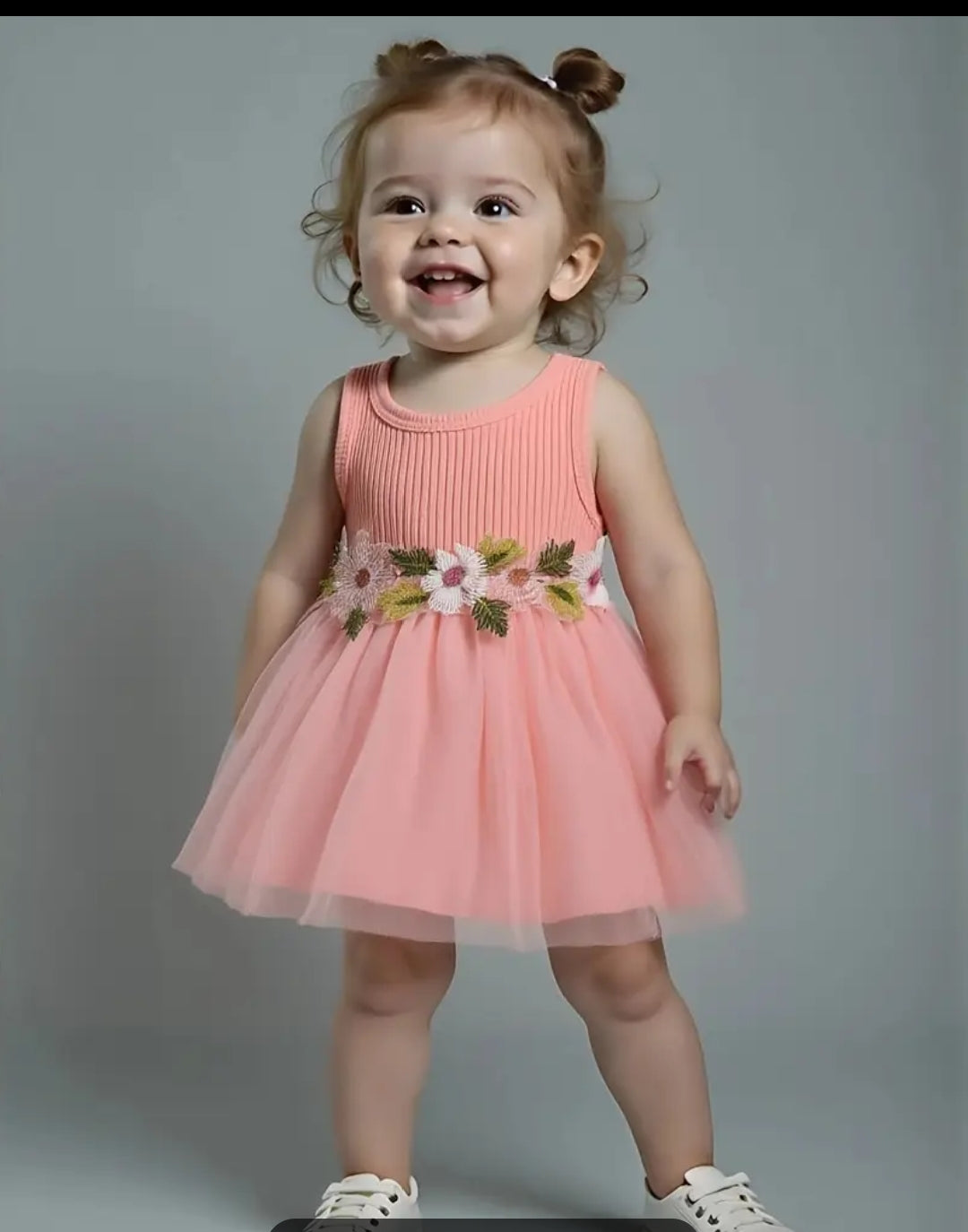 Floral Waistband Sleeveless Frock