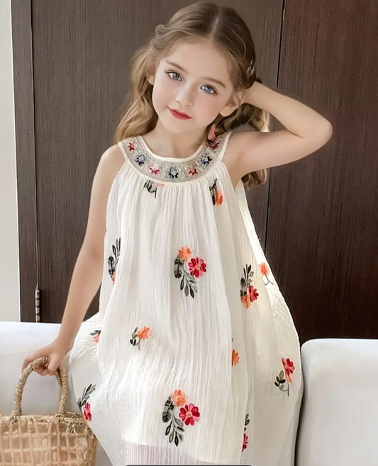 Floral Hand Embroidery Princess Dress