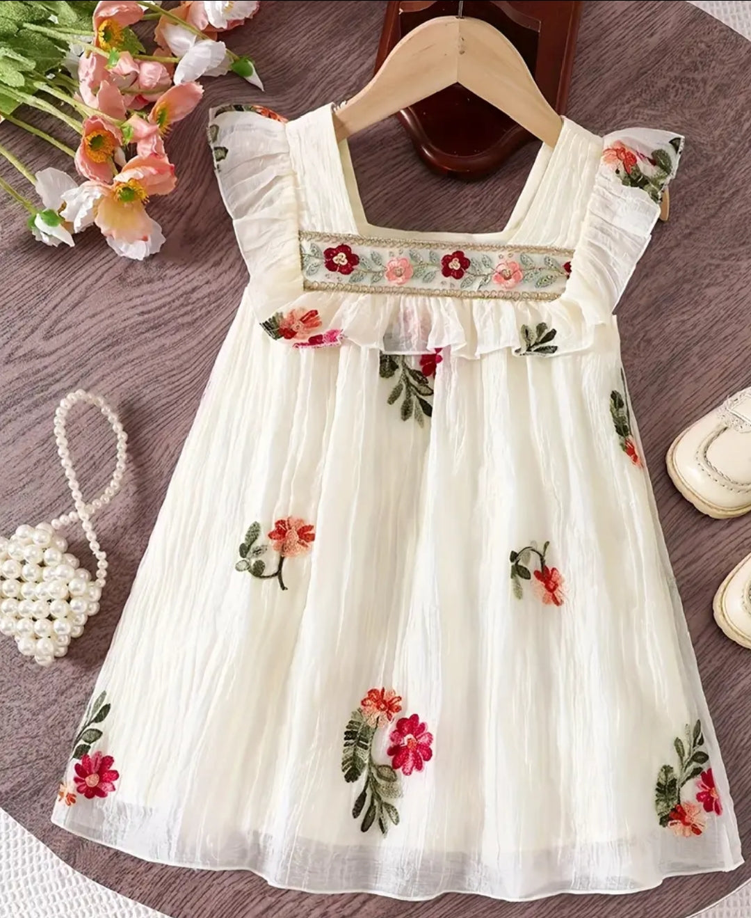 Floral Hand Embroidery Princess Dress