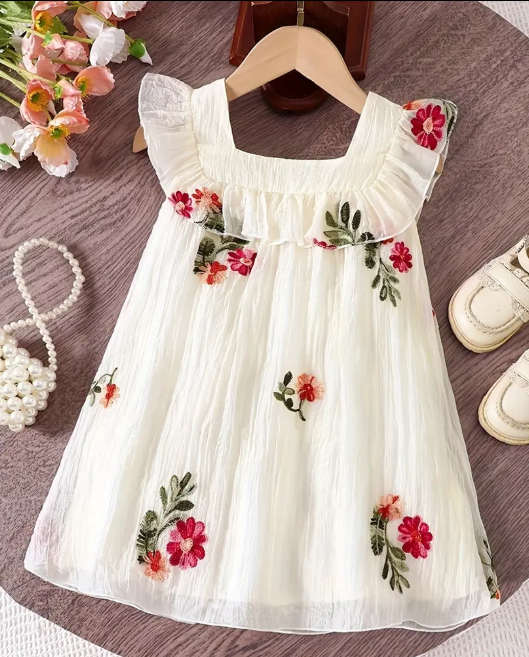 Floral Hand Embroidery Princess Dress