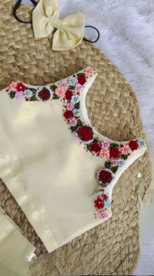 Organza Neckline Hand Embroidery Lehnga set