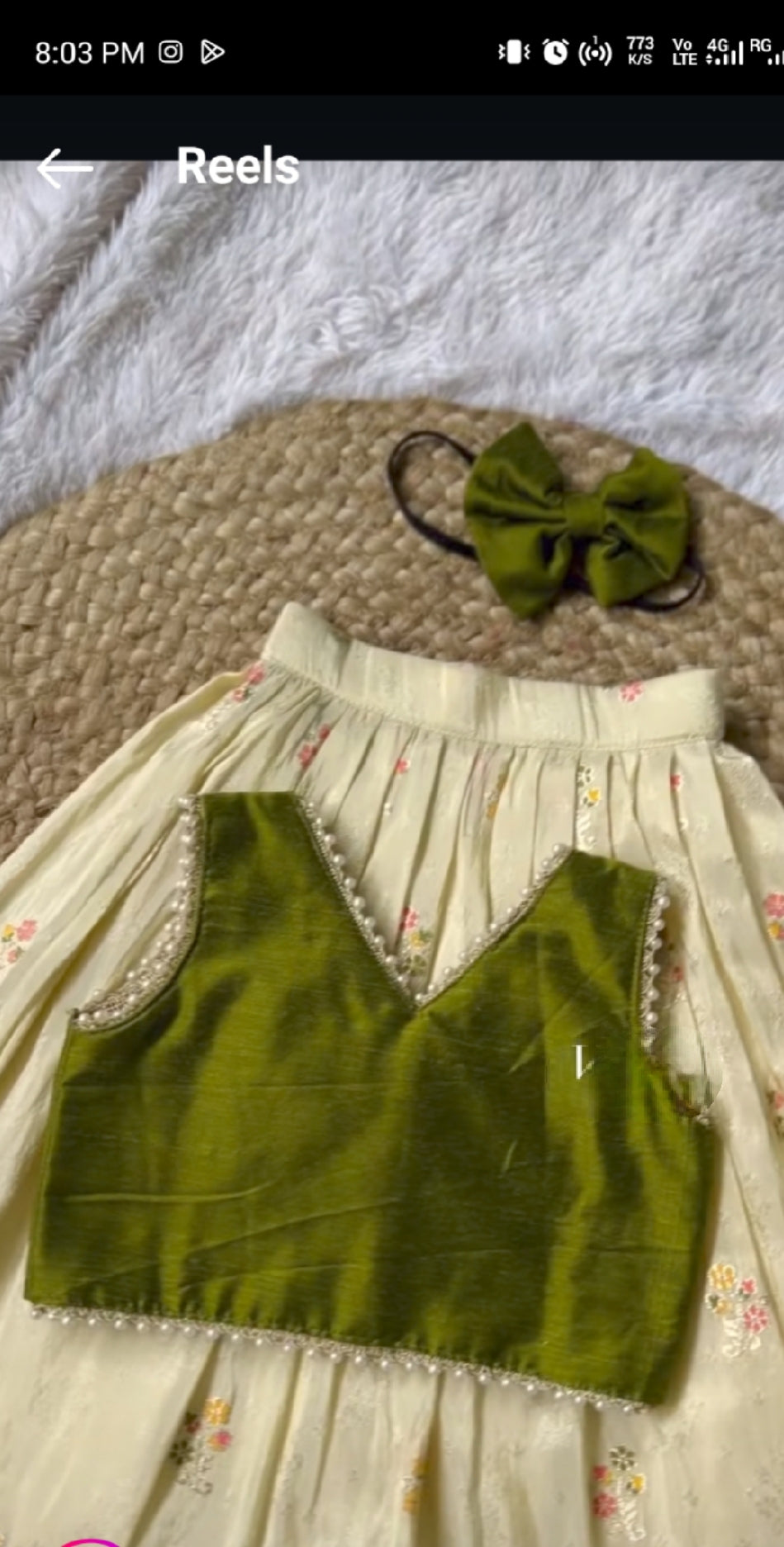 Organza Lehnga Choli With Hand Embroidery Sitara Work