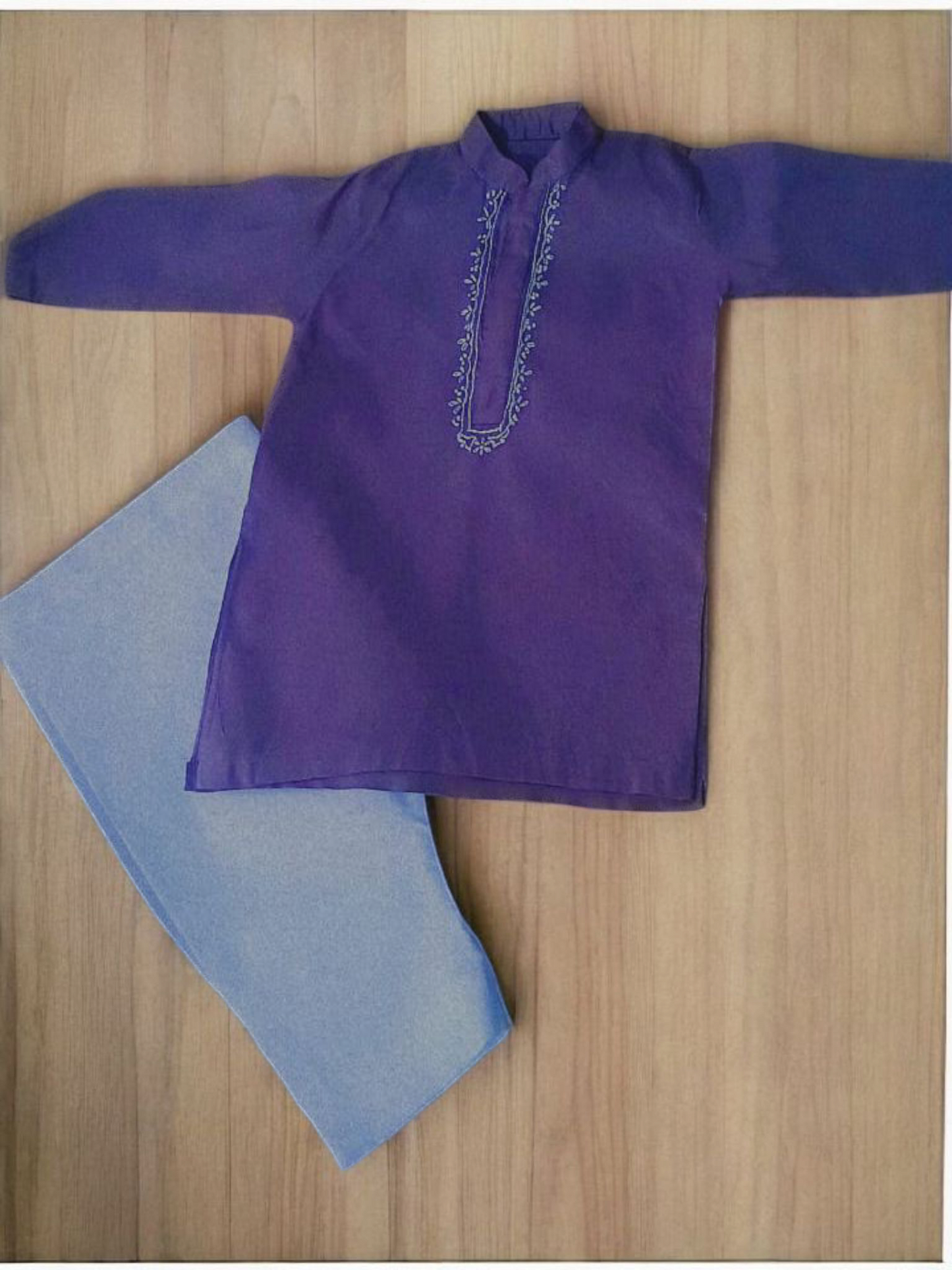 Little Gentleman's Embroidered Kurta & White Shalwar Set
