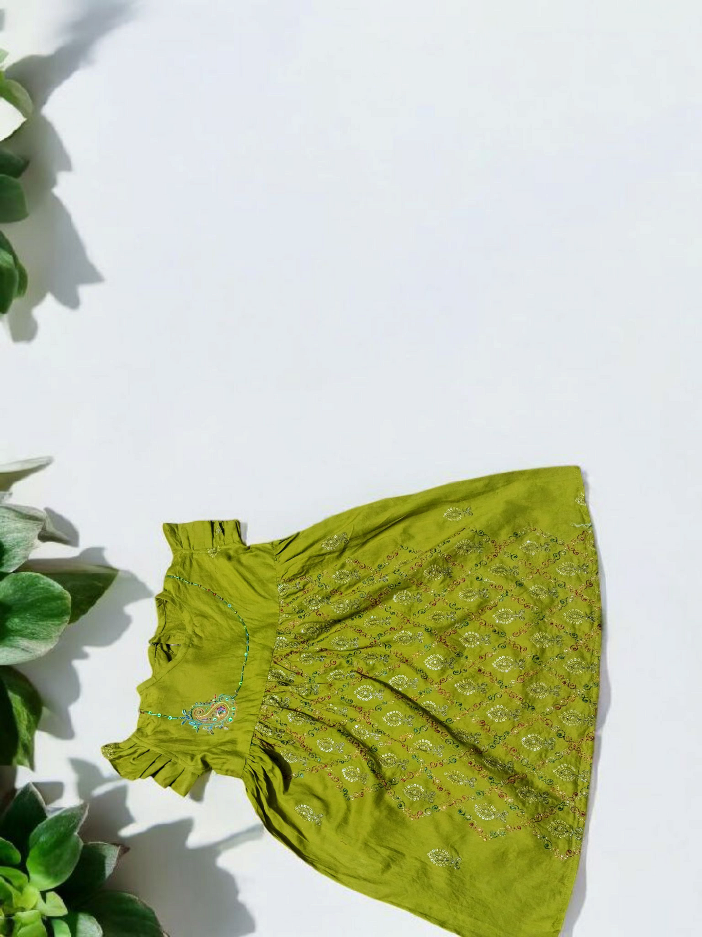 Twirl Frock: Peti Embroidery & Ghera Print- 2PCs