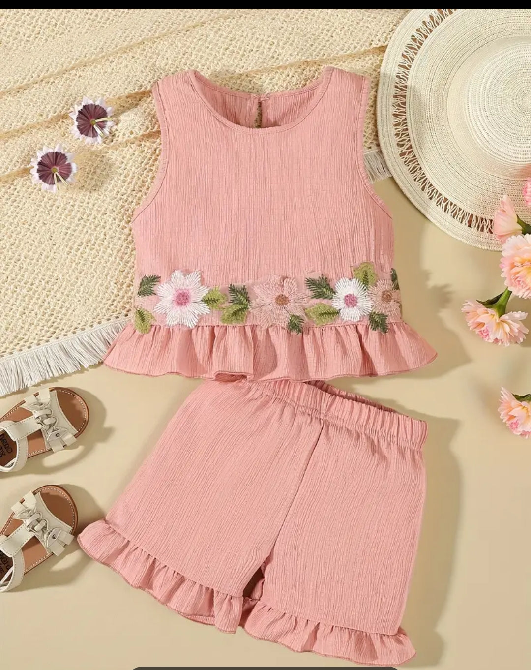 Summer Sleeveless Top with Ruffle Shorts