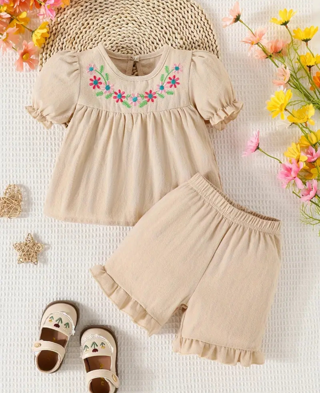 Half Sleeves Frock With Frill Shorts