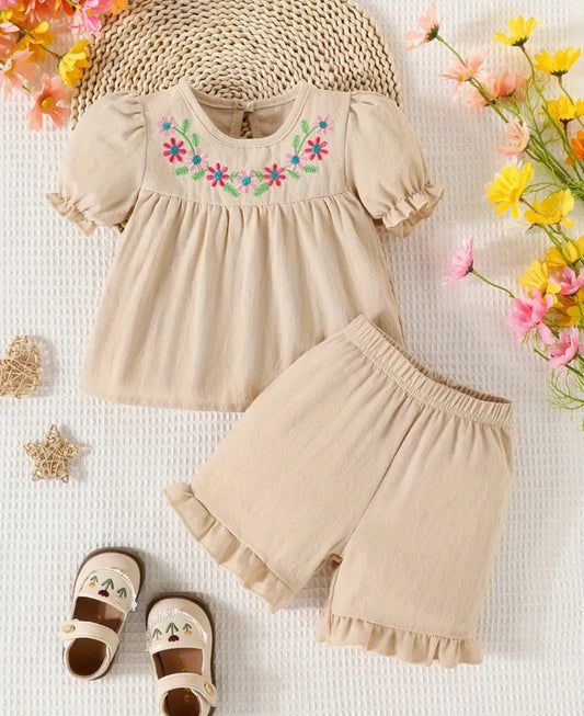 Half Sleeves Frock With Frill Shorts